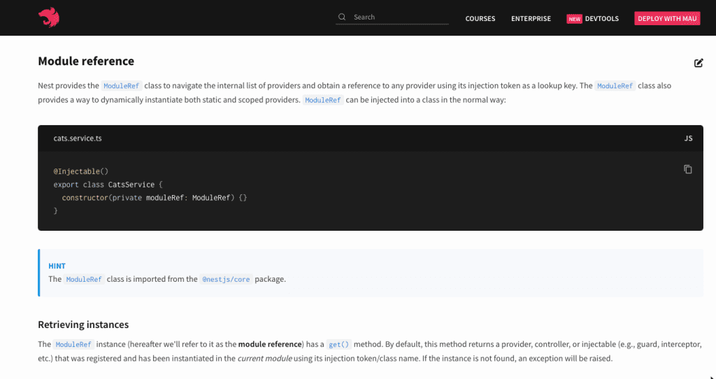 module reference nestjs fundamental